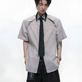 Men's diamond tie dual-colour patchwork striped shirt in loose fit with flip collar