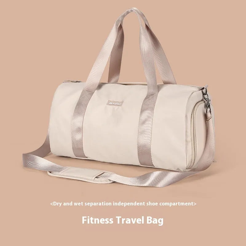 Beige nylon sports bag with letter pattern design and 20L capacity for outdoor use