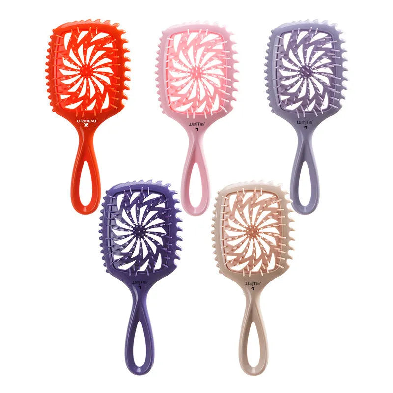 Whirlwind hollow hairdressing comb in dark purple, over 20cm long, ABS TPEE material