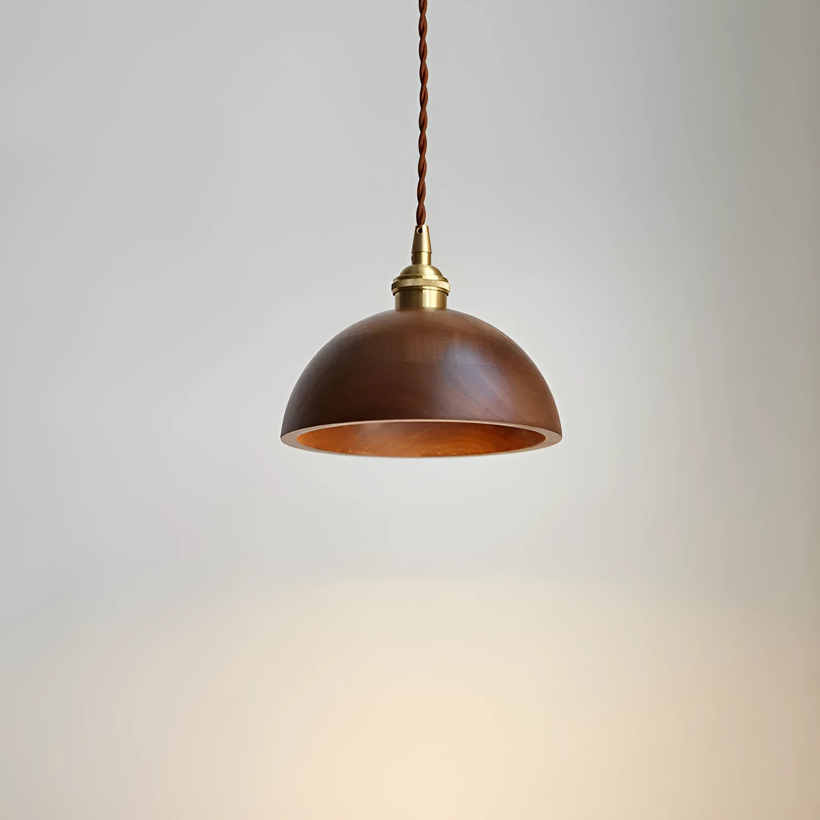 Black walnut single-head droplight chandelier with copper wood art construction and E27 lamp holder