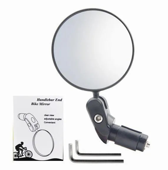 Black foldable convex rearview mirror with 360-degree adjustable mount