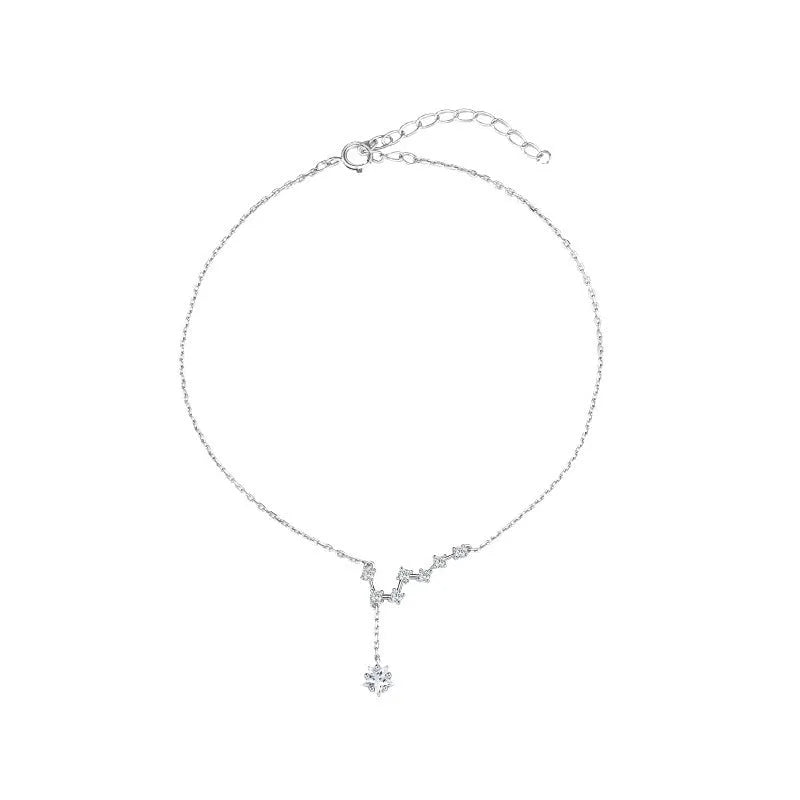 Big Dipper white alloy star anklet for women on white background