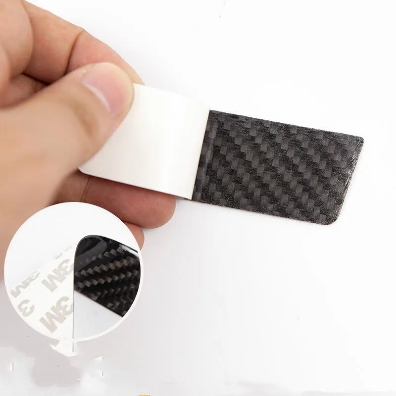 Carbon fibre door handle protection patches for Tesla Model S vehicle