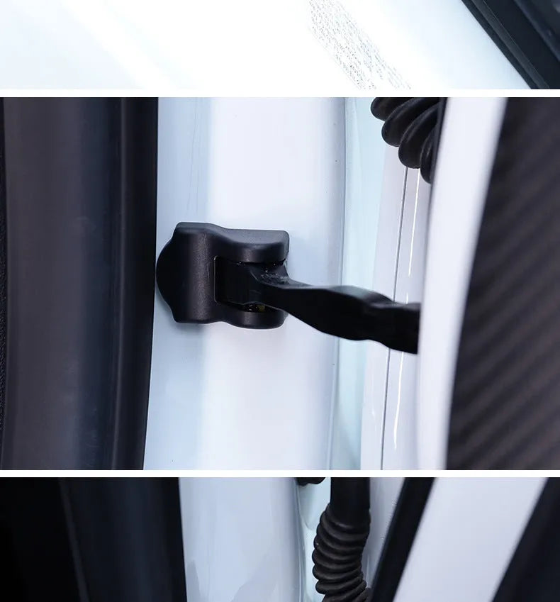 Black ABS door lock protection cover set with two latch shells and four limiter shells