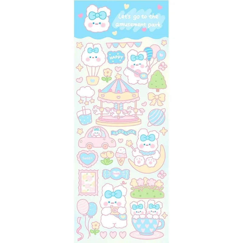 PVC waterproof cartoon stickers for notebook and agenda decoration in multiple style options