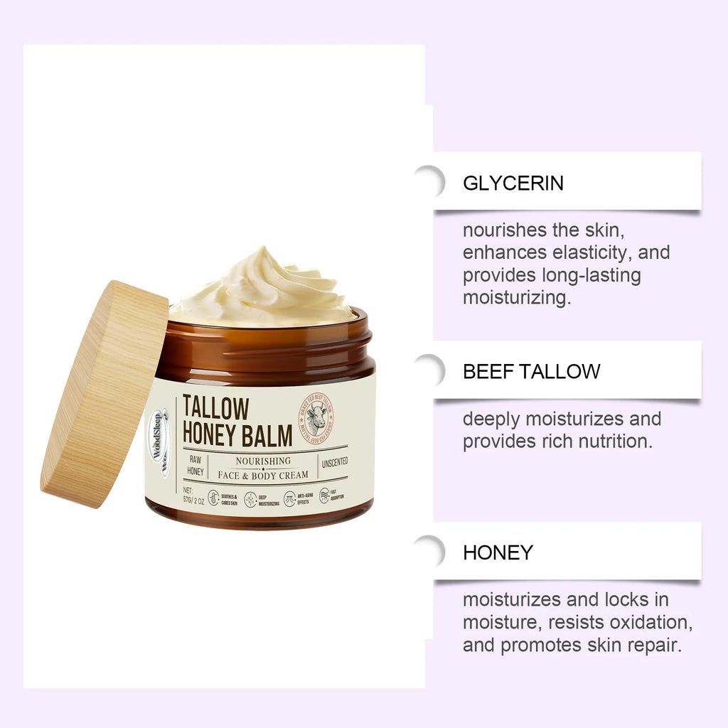 57g pot of Tallow Honey Skin Repair Moisturizing Cream on a clean surface