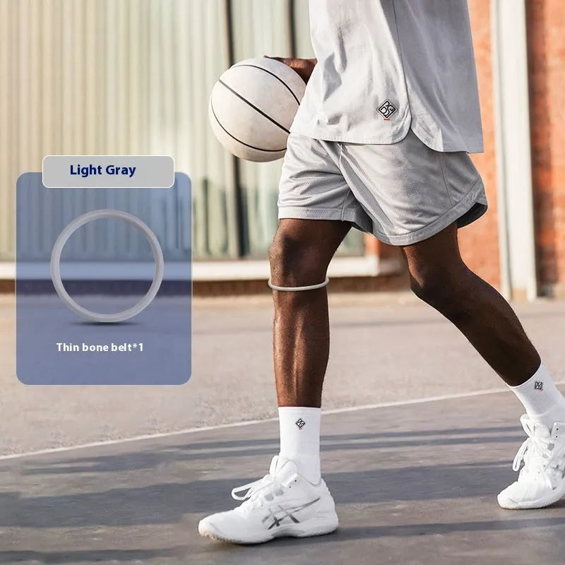 Basketball knee pad with silicone construction and elastic bone strip in black colour