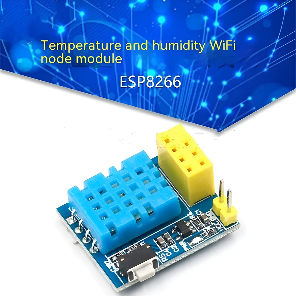 Compact DHT11 WiFi node module for temperature and humidity sensing, measuring 25mm by 21mm.