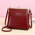 Retro solid colour PU leather messenger shoulder bag 18x4x17cm with embossed finish and multiple internal pockets