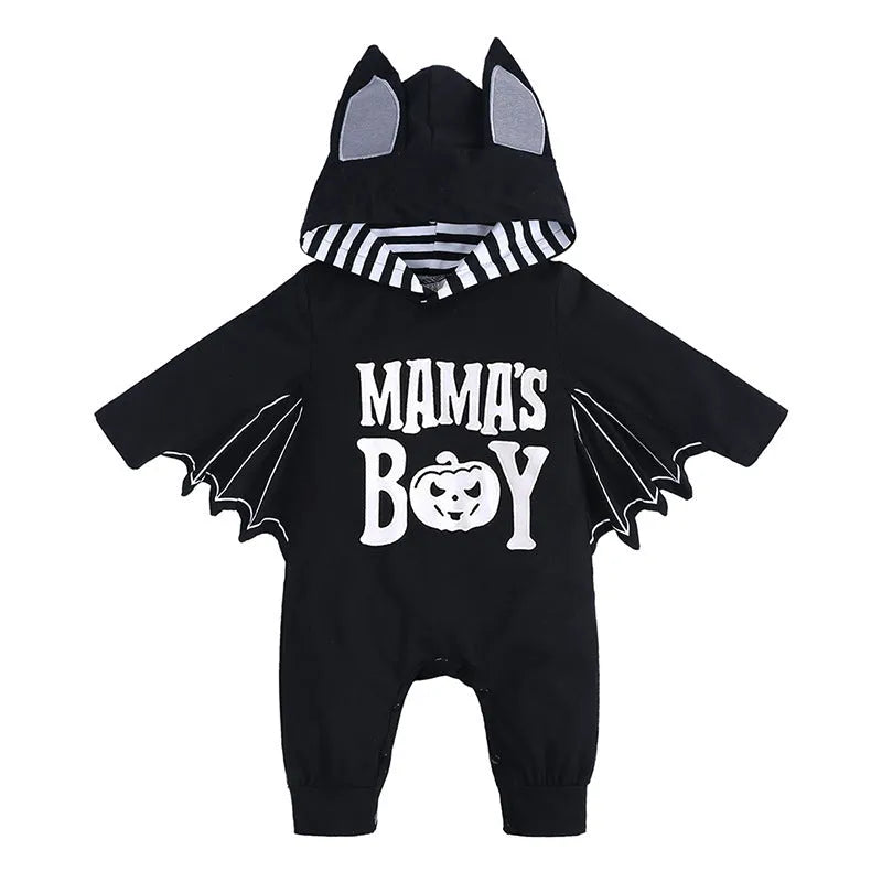 Baby cotton batwing sleeve jumpsuit neutral unisex hooded romper autumn Halloween