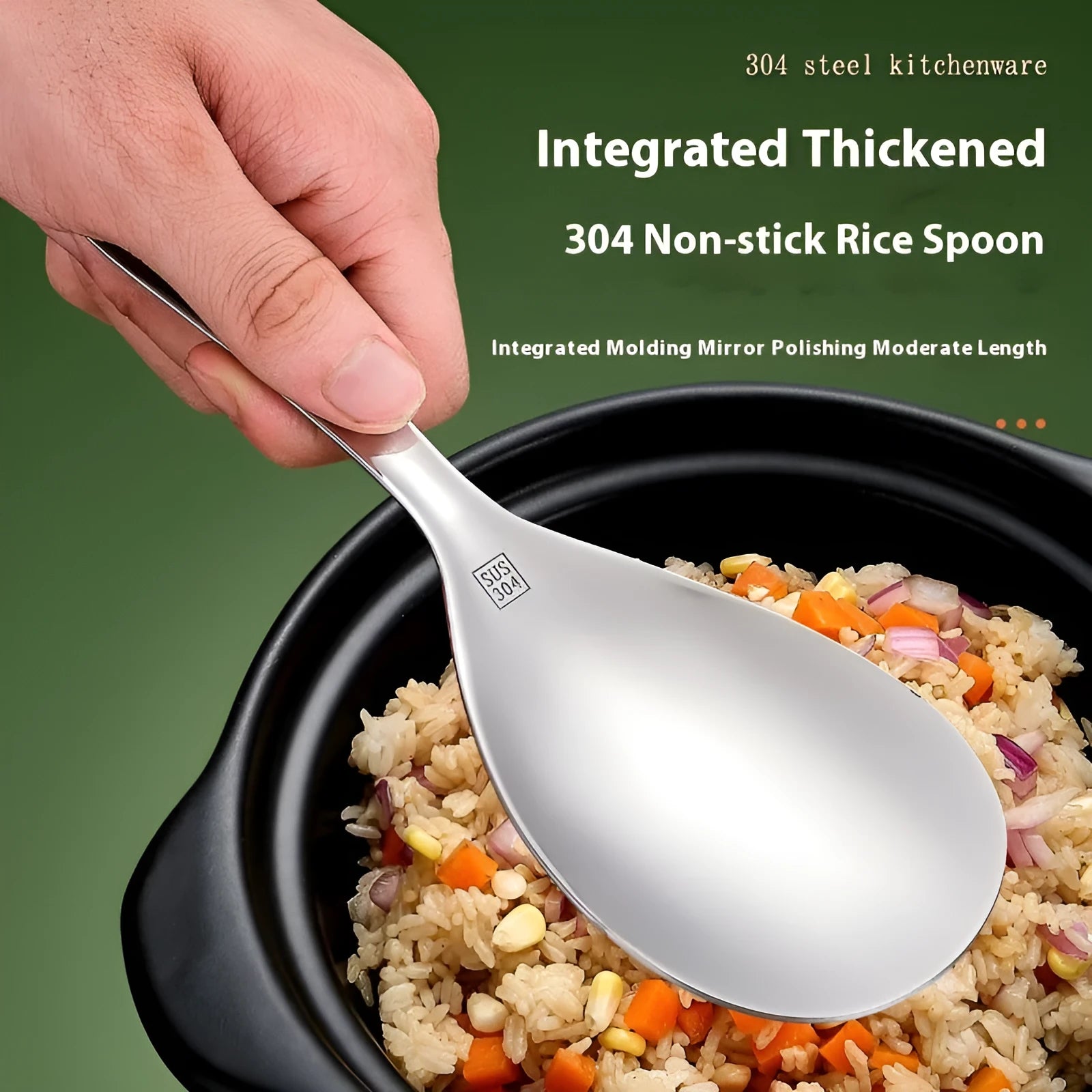 304 stainless steel meal spoon with solid colour finish and simple design