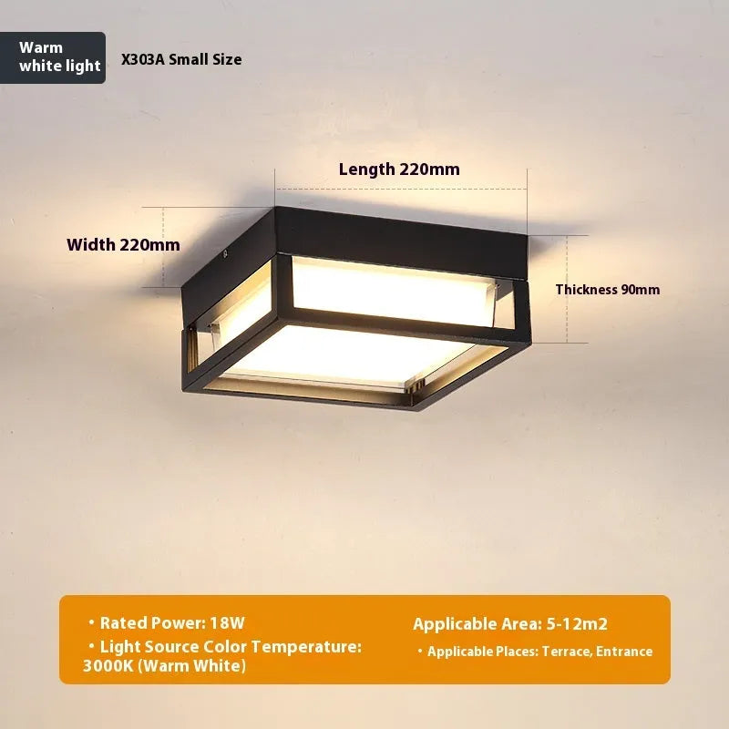 Ultra-thin insect-proof outdoor ceiling lamp with LED, powder coated lampshade, for corridor use