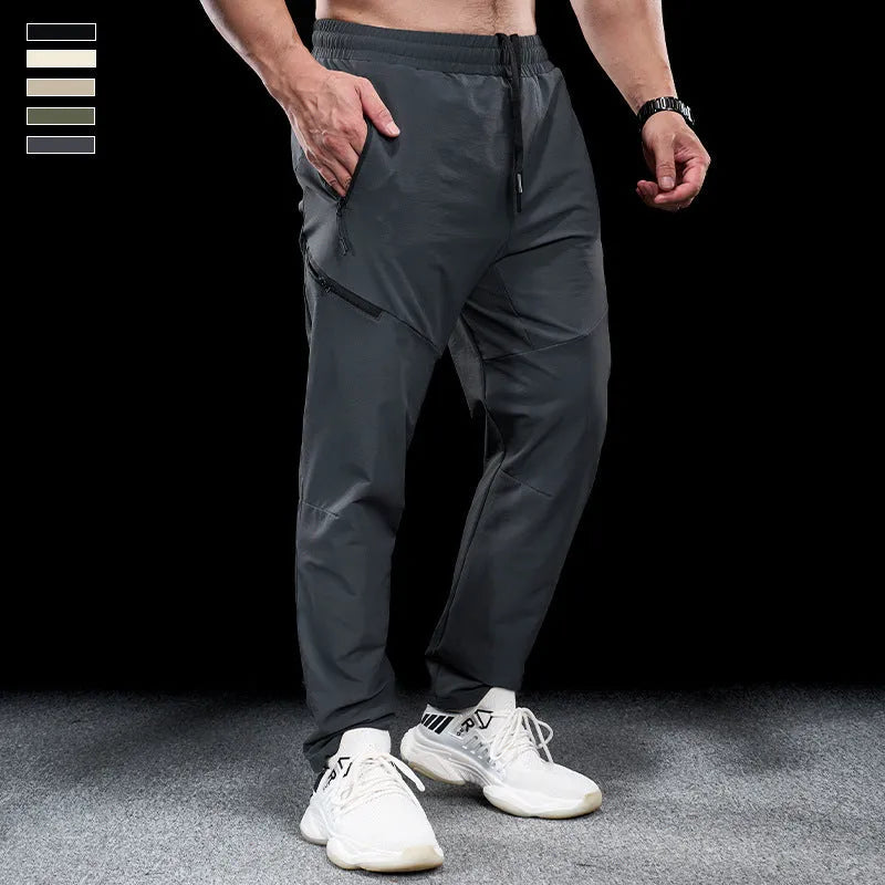 Men's waterproof quick-drying workout trousers in nylon available in Army Green, Black, Dark Gray, Khaki, and Beige colours
