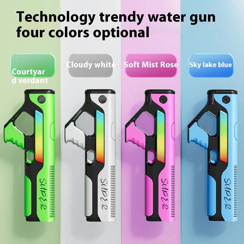 Automatic feeding electric water gun in blue with plastic body and USB port, 42x17x5 cm outdoor toy