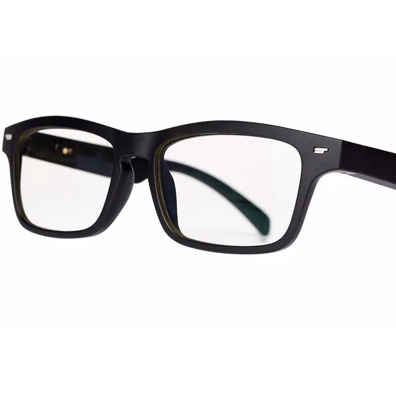 Smart glasses with Bluetooth open-ear audio and touch transparent anti-blue light PC polarised lenses.