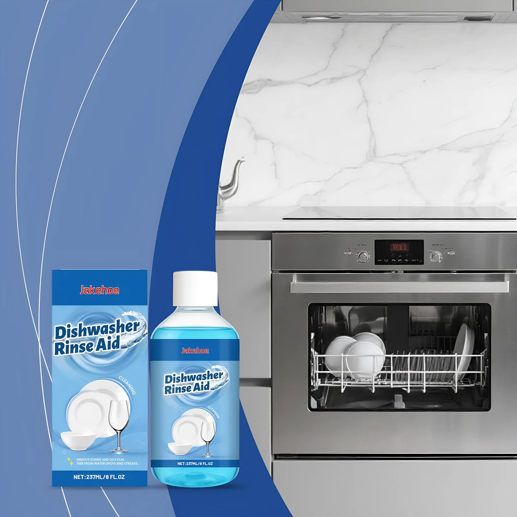 237mL bottle of dishwasher cleaning aid liquid for removing oil and grease stains from plates
