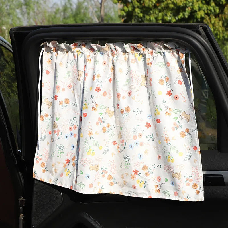 All cotton cartoon auto curtain sunshade for general vehicle window protection with rabbit pattern