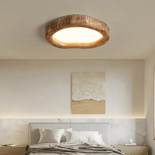 Round wood grain finish ceiling lamp with new Chinese style design