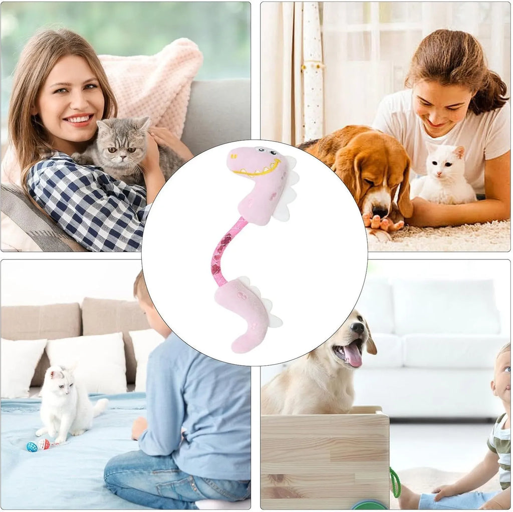Cat toy bundle with chew toy, catnip ropes, springs and kicker in pink, purple or yellow measuring 23 by 6 cm
