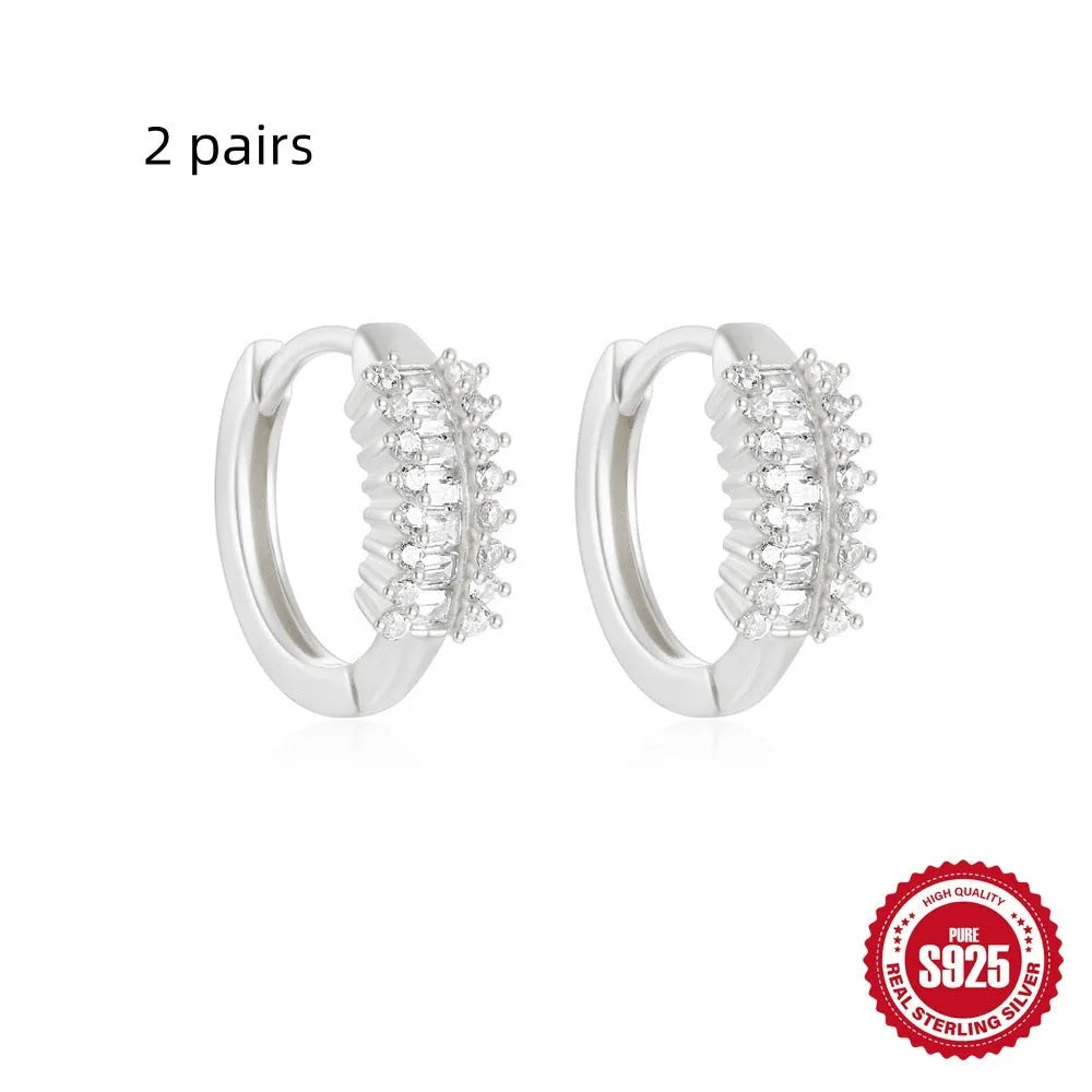 Small round geometric sterling silver stud earrings in gold or silver finish options