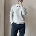 Men's loose fit modal and rabbit fur blend knitted sweater in autumn colours