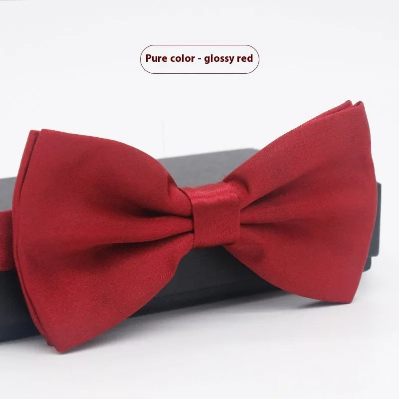 Solid colour flat head polyester bow tie for formal wear and weddings
