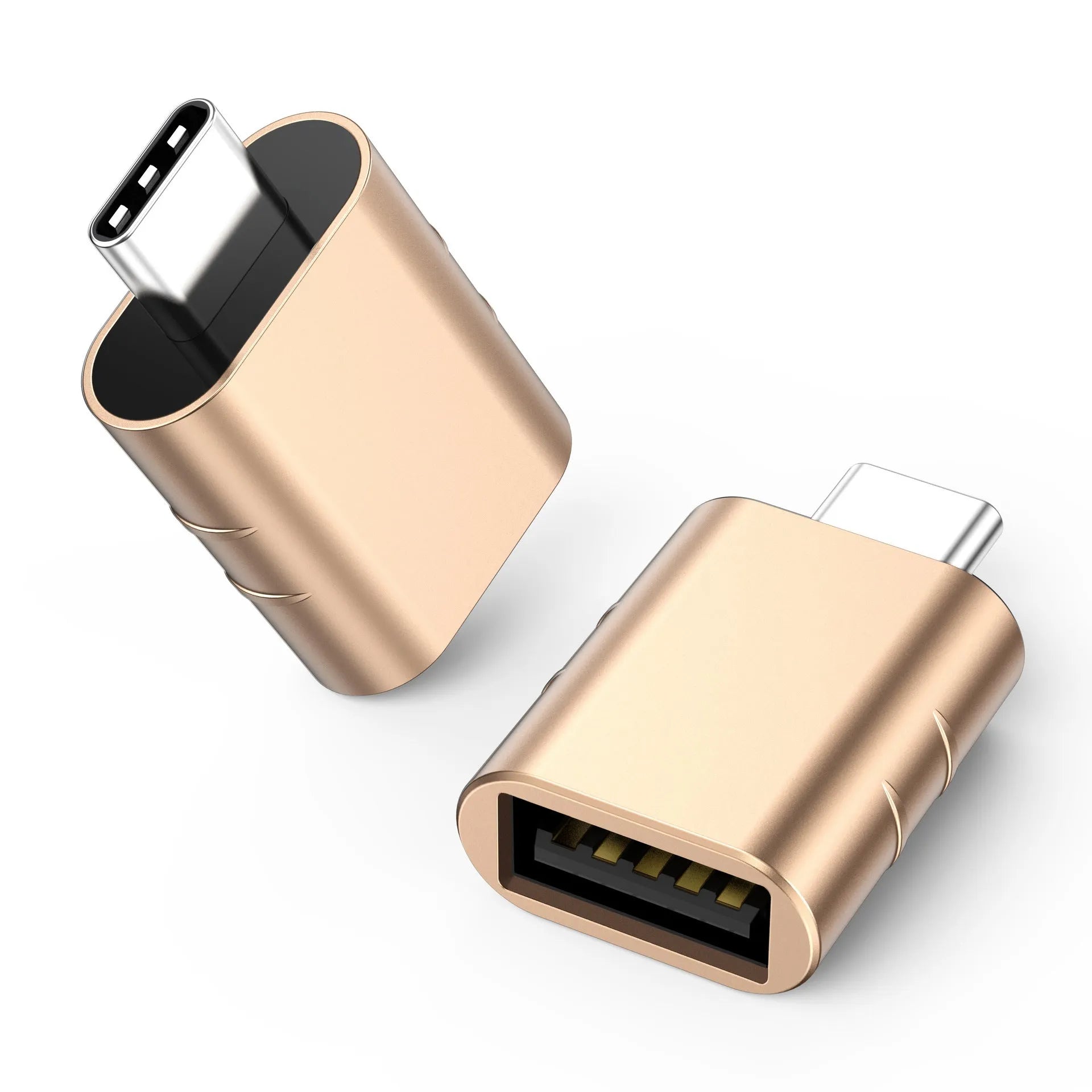 USB C to USB A adapter in metallic colours with zinc alloy housing for 10Gbps data transfer