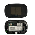 Black Full Network 4G portable wireless router with LCD screen, shown alongside a SIM card and battery.