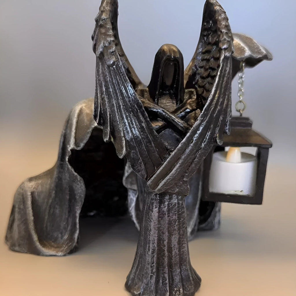 Dark Angel resin craft statue ornament measuring 6.5 by 5 by 17 centimetres.