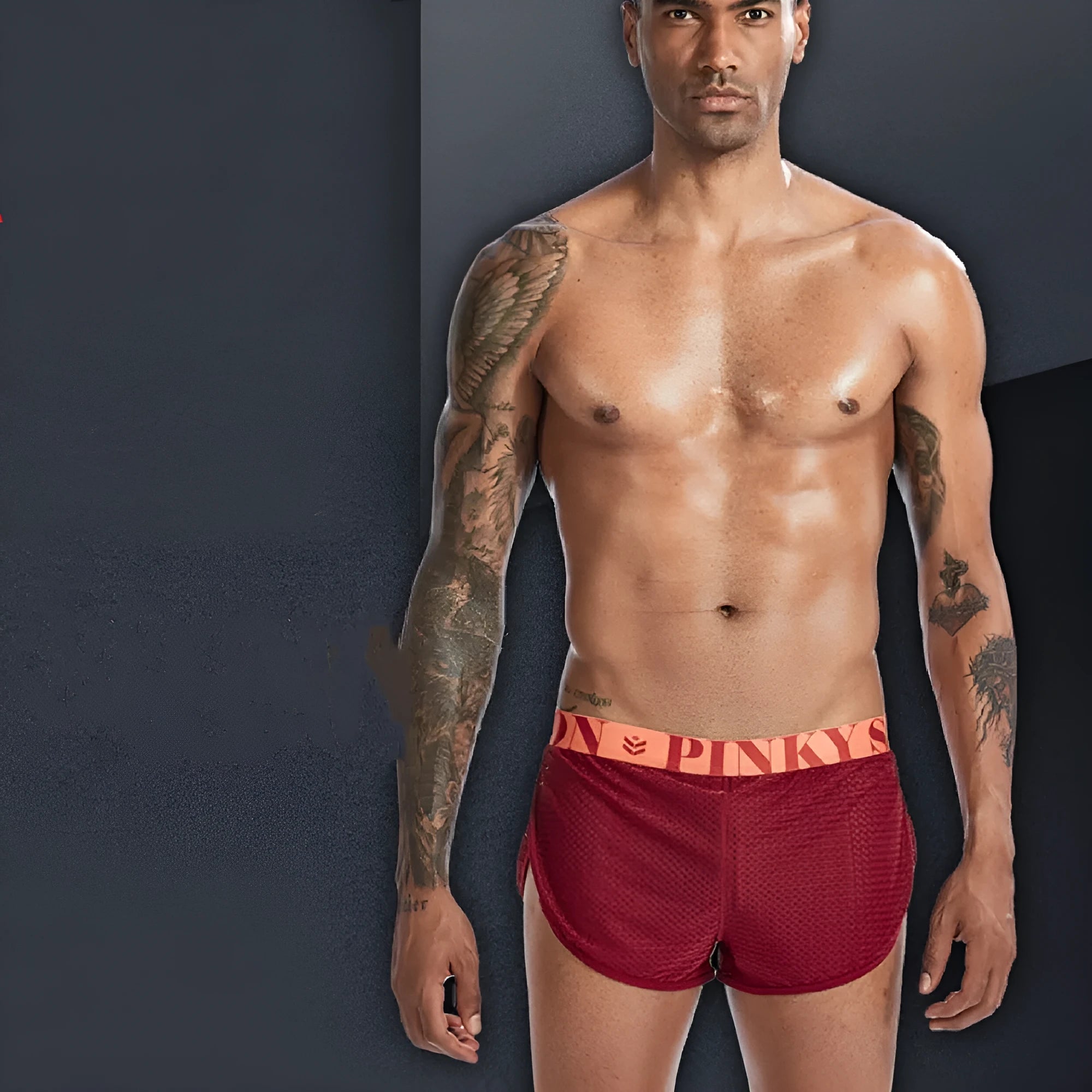 Men's mesh boxer briefs in solid colours with mid-waist design