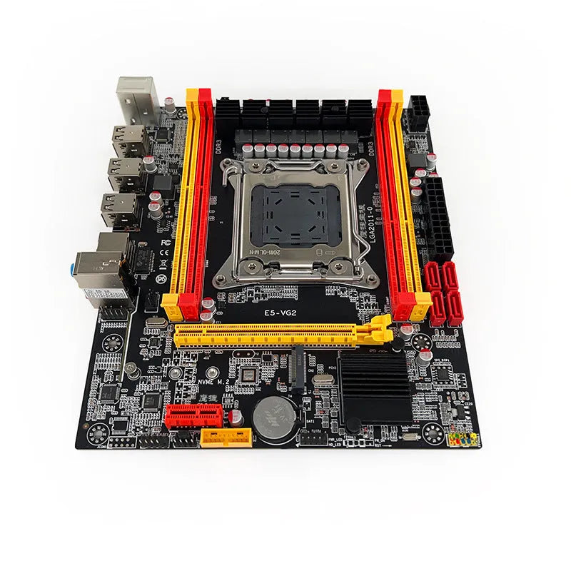 X79-VG2 desktop motherboard showing LGA 2011 socket, DDR3 slots, PCIe 16X slot, and connectivity ports.