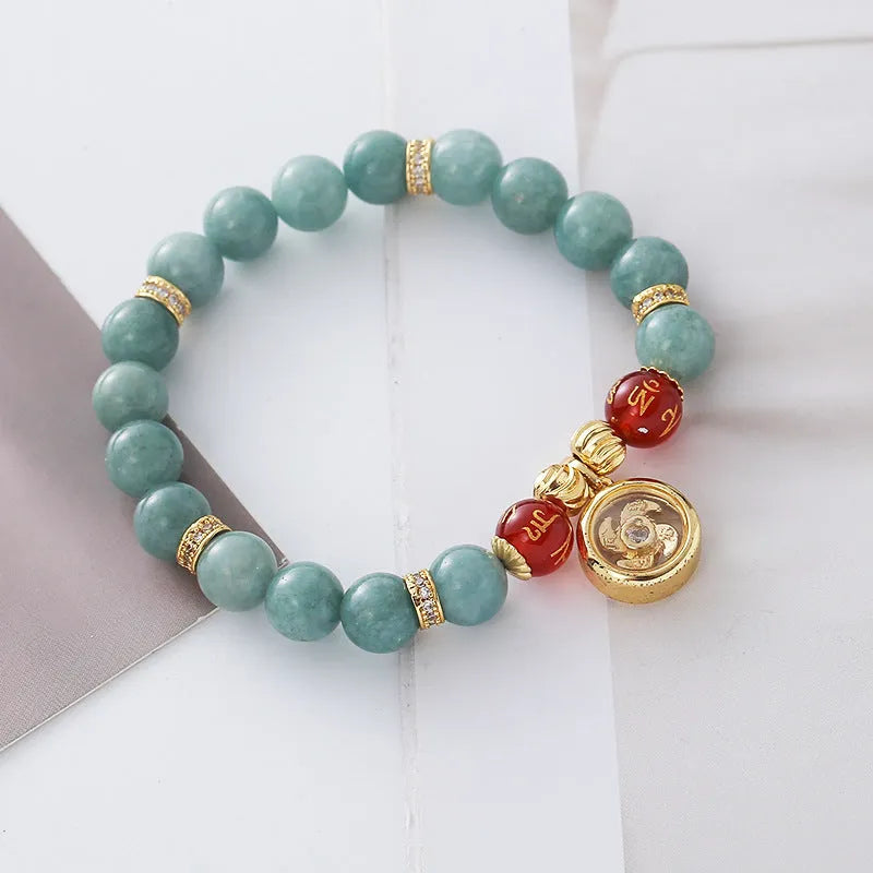 Myanmar jade chalcedony agate bracelet with lotus seedpod geometric shape and electroplated finish