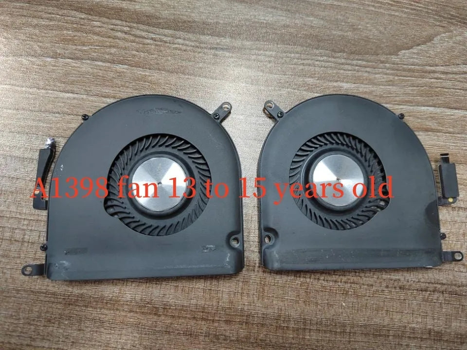 Replacement cooling fan for Apple MacBook A1398 laptop models.