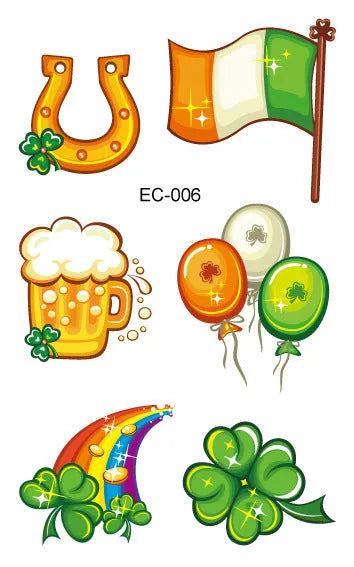 St. Patrick's Day clover tattoo sticker paper for children's face decoration measuring 120 × 75mm