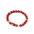 Red Agate Guanyin bracelet rosary with auspicious patterns in New Chinese style.