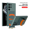 Ultra-thin PC phone case in carbon fiber pattern with bracket for Samsung Galaxy S23 Ultra