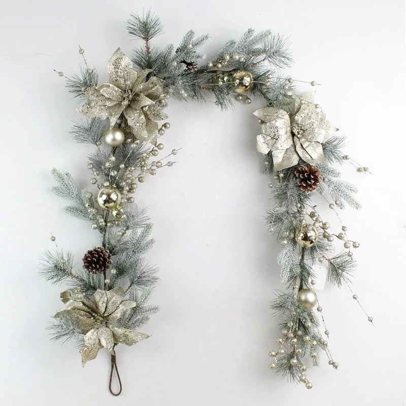 Plastic Christmas door hanging set with rattan, garland, lintel and upside-down tree in multiple sizes