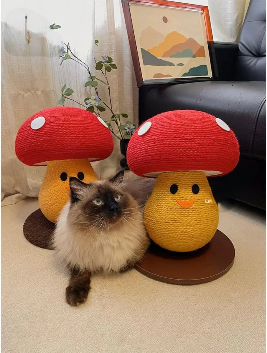 Foldable accordion design cat scratcher board with mushroom lounge in cardboard construction