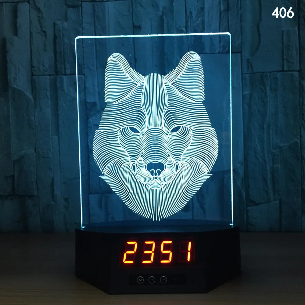 Dolphin-shaped 3D night light table lamp with wireless charging pad and remote control on wooden surface