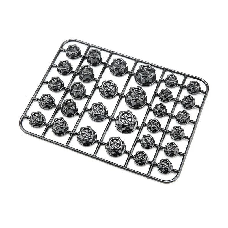 Set of 30 coloured ABS plastic screw caps for motorcycle engine modification.