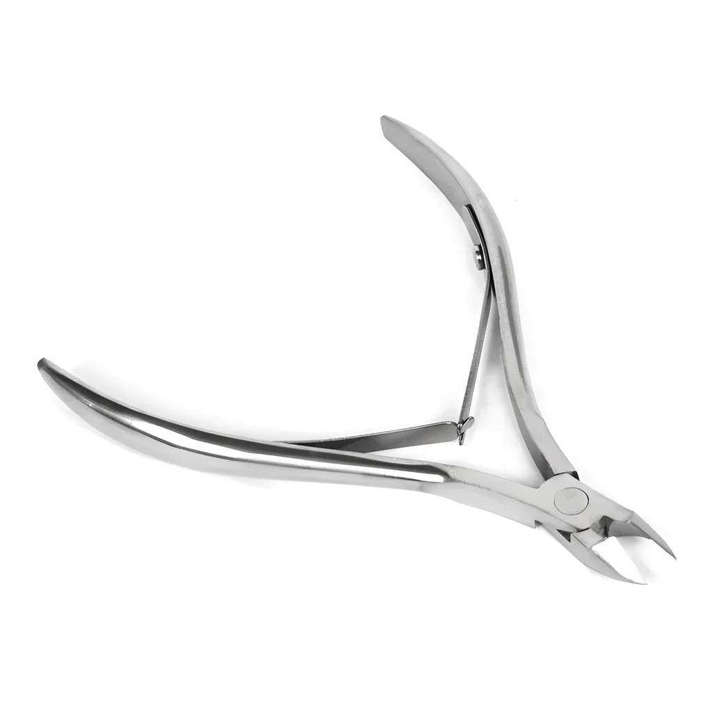 Silver stainless steel nail beauty pliers for manicure and pedicure grooming.