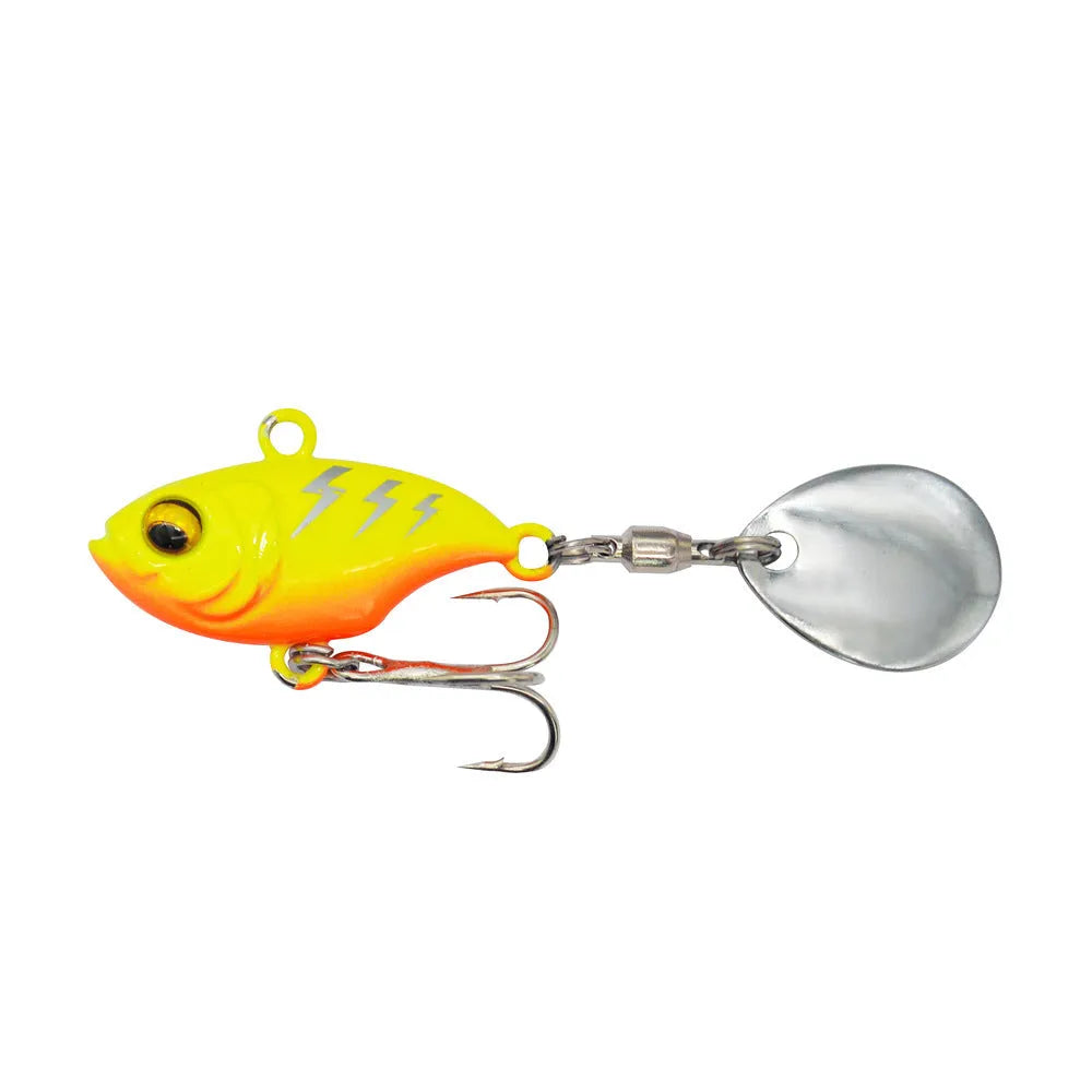 Metal sea fishing iron plate lure with rotating sequins in gold, black, and zebra pattern colour options