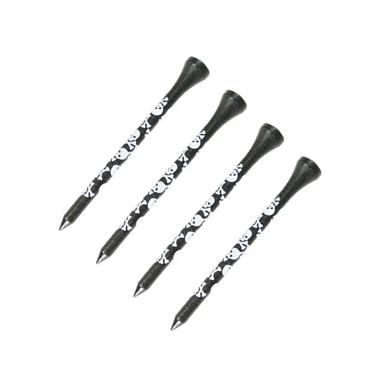 Black skull print bamboo golf spike dowel pins in 70mm and 83mm sizes