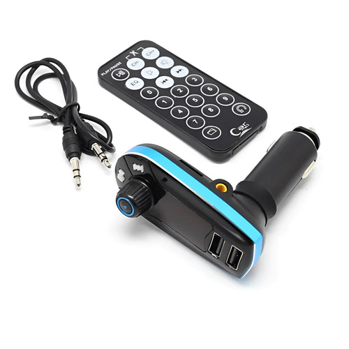 BT618C black vehicle Bluetooth FM transmitter with LCD screen and USB port for car audio connectivity