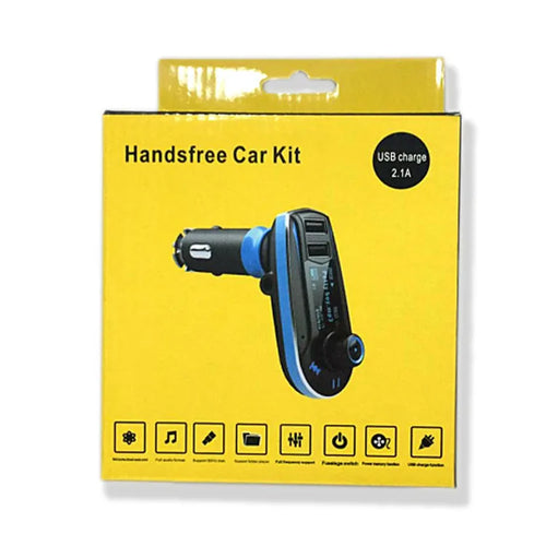 BT618C black vehicle Bluetooth FM transmitter with LCD screen and USB port for car audio connectivity