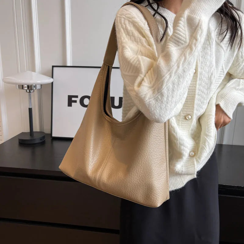 Two soft PU leather handbags in underarm Korean style with small wallet, available in multiple colours