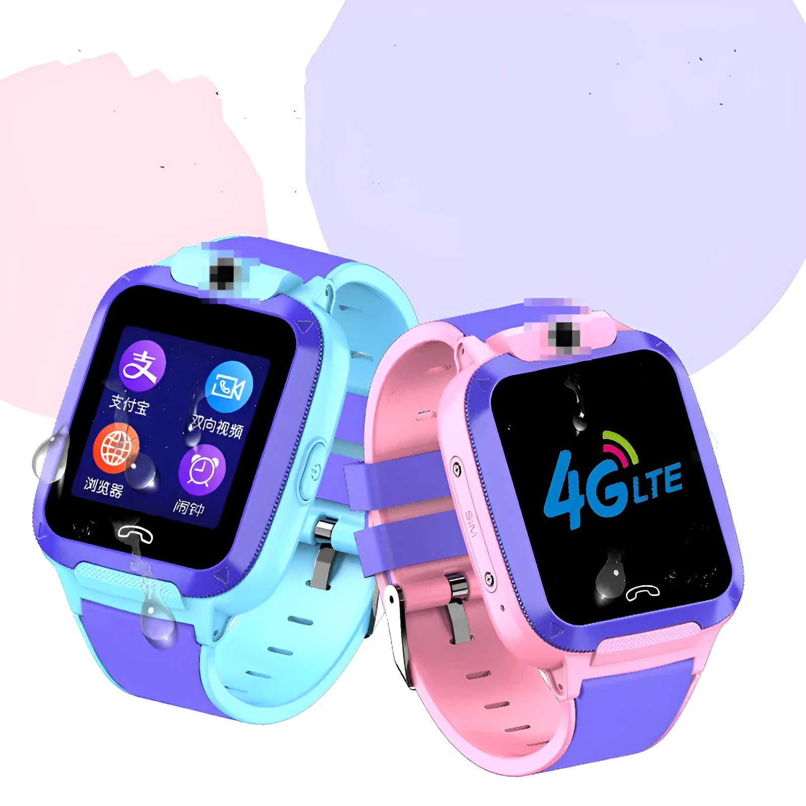 Blue children's GPS smartwatch with a 1.44-inch touchscreen on a silicone strap.