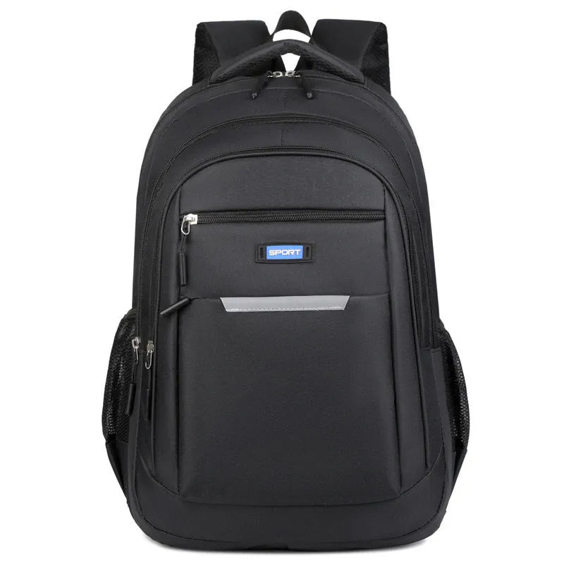 Men's casual Oxford cloth backpack in grey colour showing breathable design and polyester lining