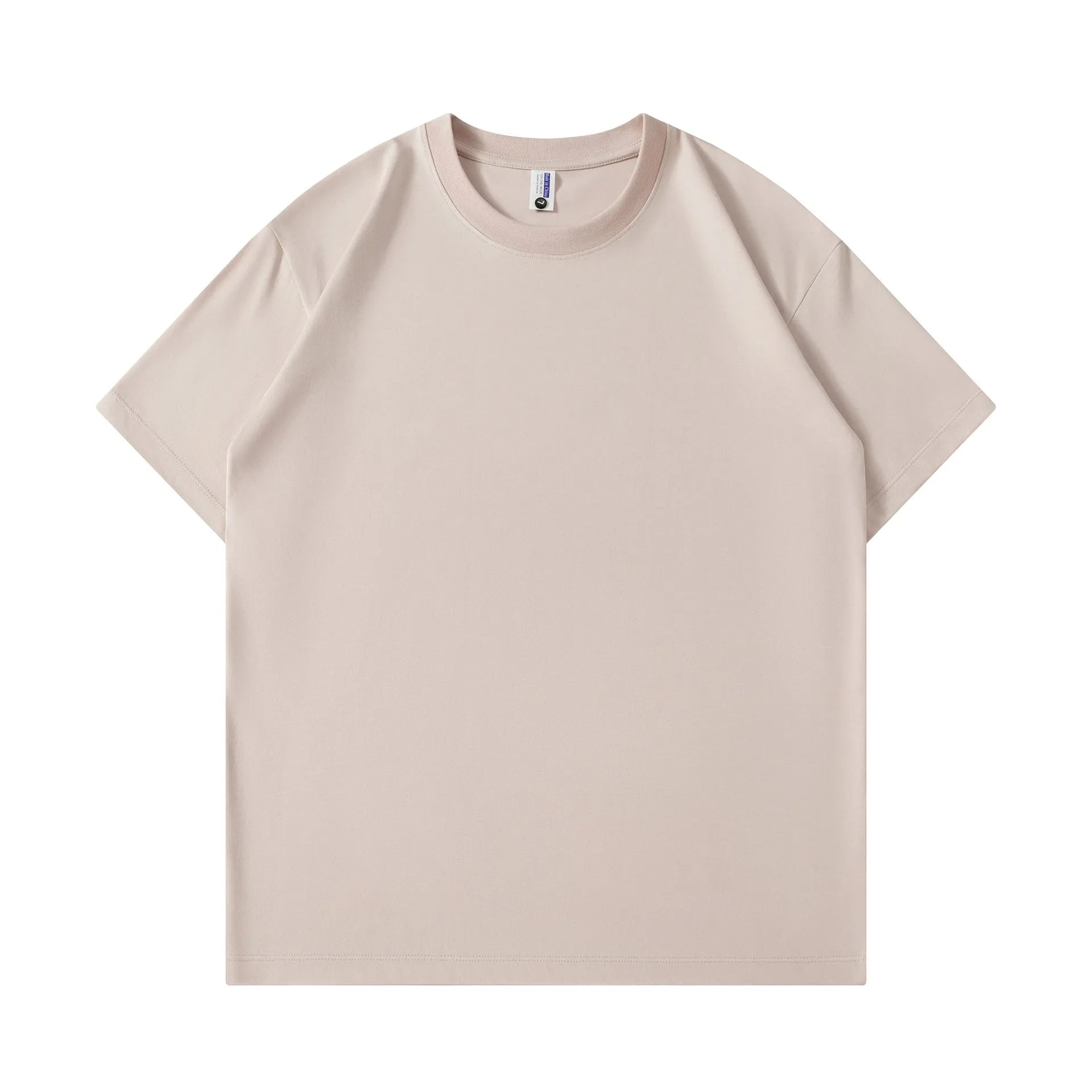 Unisex solid colour pure cotton loose fit short sleeve T-shirt in a leisure setting