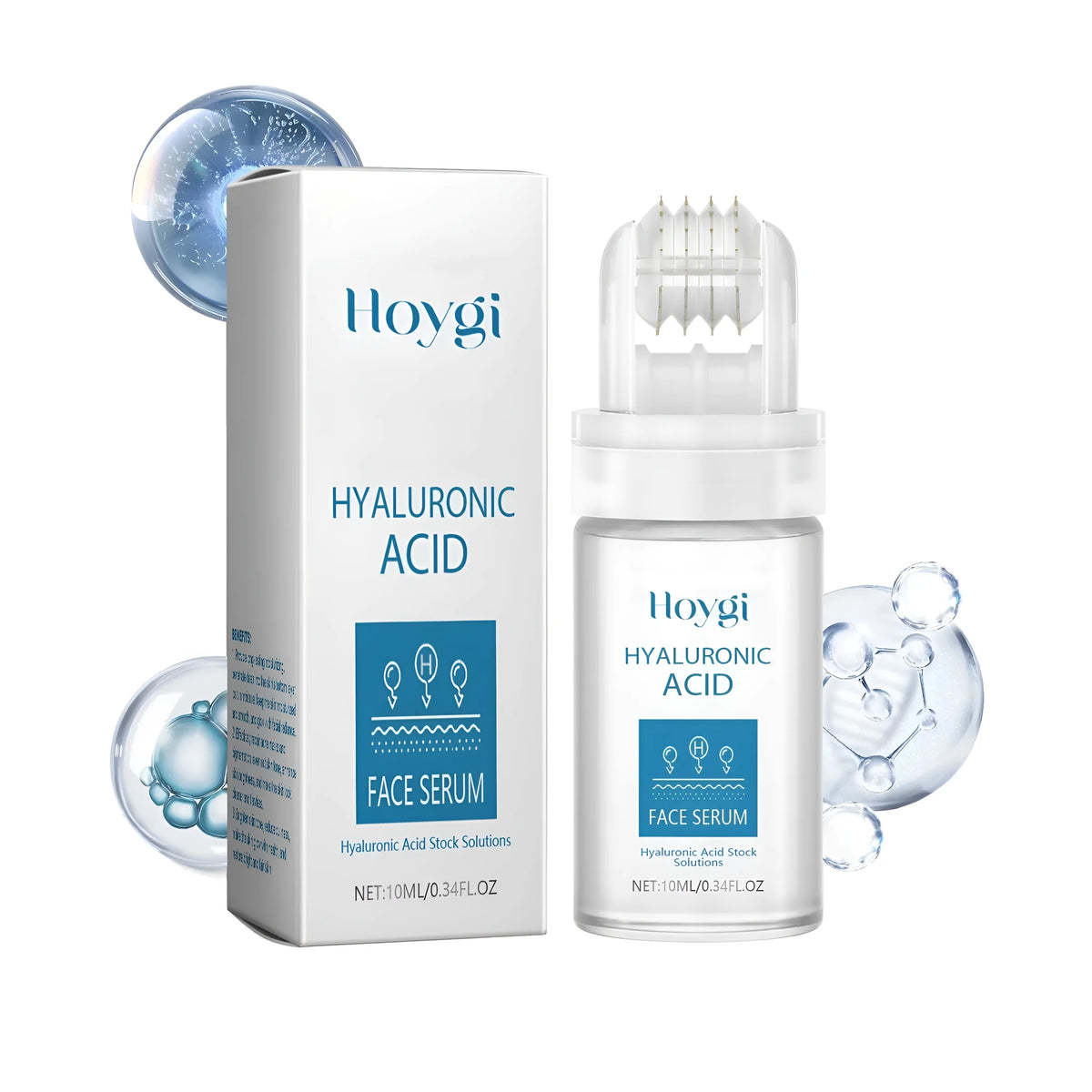Hyaluronic acid serum 10ml in glass bottle with collagen and aloe extract